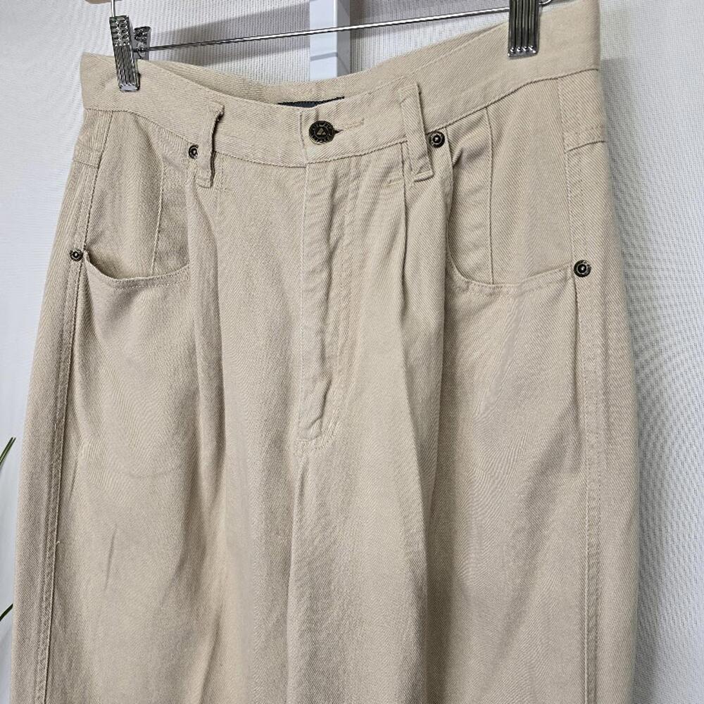 Lizwear Liz Claiborne Vintage High Rise Pleated Tapered Leg Khaki Pants Tan 12 - Picture 2 of 7